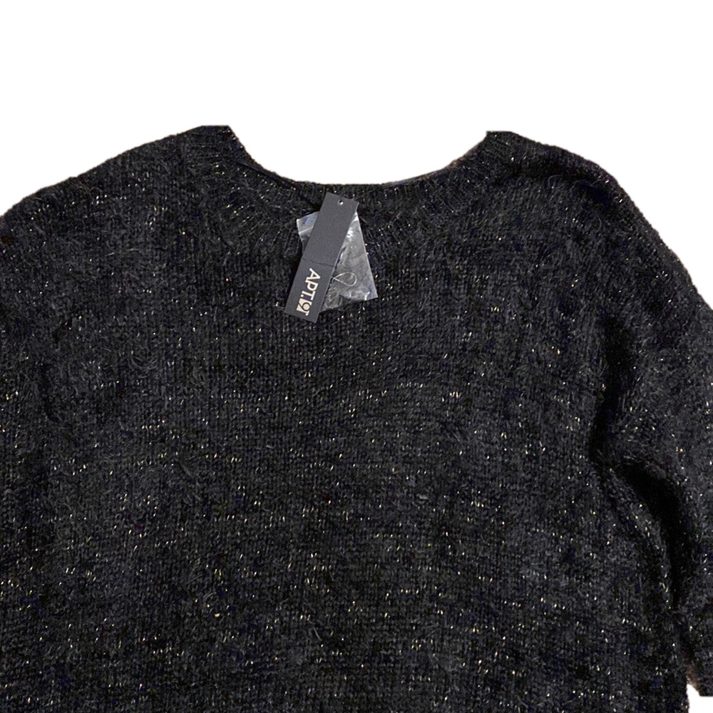 2/$18 NWT black eyelash sweater with gold threads super soft